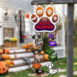 Custom Halloween Dachshund Wood Sign, Happy Halloweiner - Wood Sign - GoDuckee
