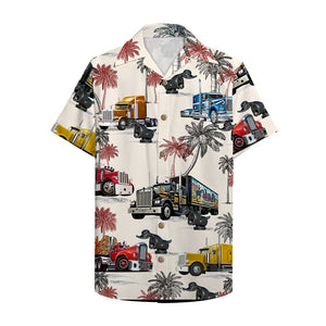 Truck With Duck Pattern Hawaiian Shirt, Aloha Shirt - Summer Gift For Trucker - Hawaiian Shirts - GoDuckee