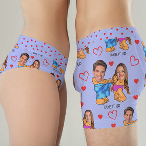 Take It Up, Custom Couple Boxer Briefs Underwear, Gift For Couple, Heart Pattern - Boxer Briefs - GoDuckee