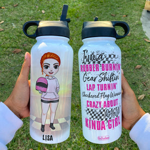 Personalized Racing Girl Water Bottle - Gear Shiftin Racin Kinda Girl - Water Bottles - GoDuckee