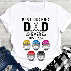 Hockey Dad Best Pucking Dad Ever, Personalized Shirts, Father's Day Gifts for Dad, Hockey Helmet - Shirts - GoDuckee