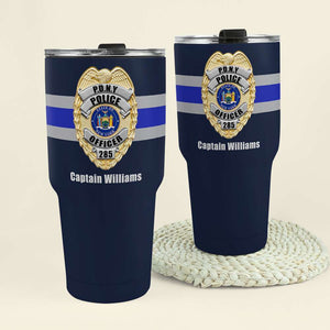 Police Badge with Customized State Seal - Personalized Tumbler Cup - Gift for Police - Drinkware - GoDuckee