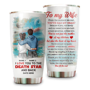 Personalized Couples Tumbler - To My Wife, Love You To The Death Star - Tumbler Cup - GoDuckee