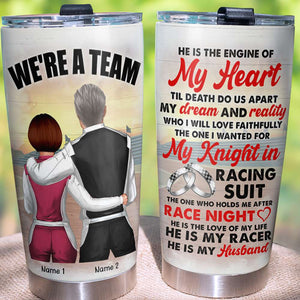 Personalized Racing Couple Tumbler - We're A Team Till Death Do Us Apart - Tumbler Cup - GoDuckee