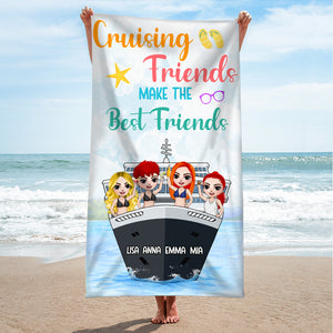 Cruising Friends - Personalized Beach Towel - Gift For Salty Sisters, Best Friend, Girls Trip - Beach Towel - GoDuckee