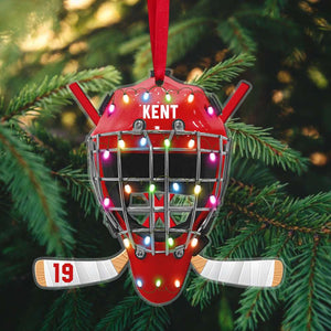Ice Hockey Helmet, Personalized Ornament, Christmas Tree Decor - Ornament - GoDuckee