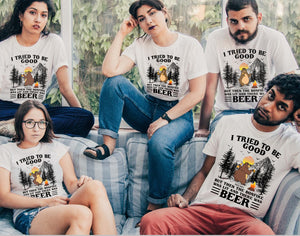Personalized Camping Bear Shirts - I tried to be good but Bonfire and beer - Shirts - GoDuckee