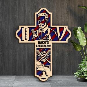 Barber with Equipment - Personalized 3D 2-Layered Wood Art - Gift for Barber - Wood Sign - GoDuckee