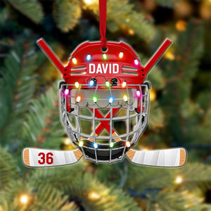 Ice Hockey Helmet, Personalized Ornament, Christmas Tree Decor - Ornament - GoDuckee