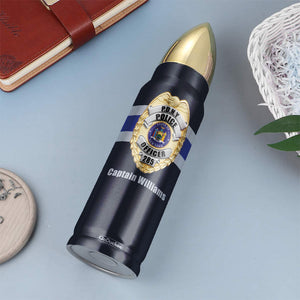 Police Bullet Tumbler - Custom State Seal Badge - Thin Blue Line Background - Water Bottles - GoDuckee