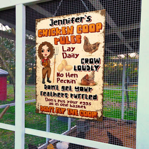 Chicken Coop Rules Personalized Country Girl Metal Sign - Metal Wall Art - GoDuckee