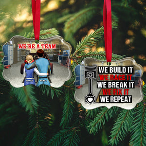 We're A Team, Build It, Race It - Personalized Couple Ornament - Valentine Gift, Christmas Gift For Dirt Track Racing Couple - Ornament - GoDuckee