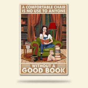 Personalized Reading Girl Poster - A Comfortable Chair Is No Use - Library Background - Poster & Canvas - GoDuckee