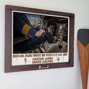 Dear God Please Protect Him Wherever He Goes, Pilot Aircraft Cockpit Canvas Poster - Poster & Canvas - GoDuckee