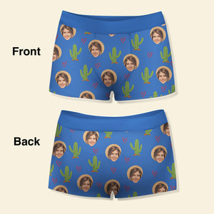 Custom Photo Men Boxer Briefs Blue Cactus - Boxer Briefs - GoDuckee