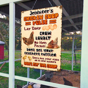 Chicken Coop Rules Personalized Country Farming Metal Sign - Metal Wall Art - GoDuckee