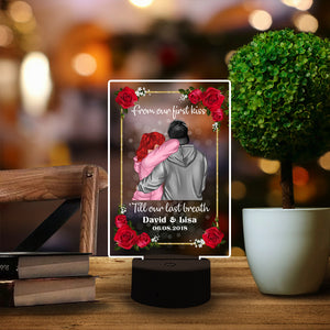 From Our First Kiss Till Our Last Breath - Personalized Led Night Light - Gift for Couple - Couple Back View - Led Night Light - GoDuckee