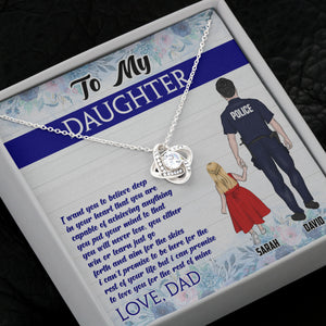 Personalized Police Father & Daughter Love Knot Necklace - To My Daughter Message Card - Jewelry - GoDuckee