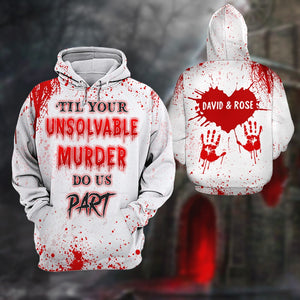 Murder Do Us Part - Personalized All Over Print 3D Shirts - Scary Couples Costumes For Her, Him - Bloody Hand Blood Splatter - AOP Products - GoDuckee