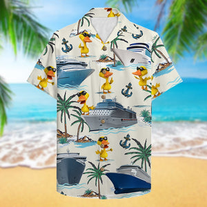 Cruising Duck Hawaiian Shirt - Happy Duck Cruise - Cruise Trip Gift For Family - Hawaiian Shirts - GoDuckee