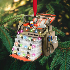Fishing Christmas Fishing Bag With Christmas Light Personalized Christmas Ornament - Ornament - GoDuckee