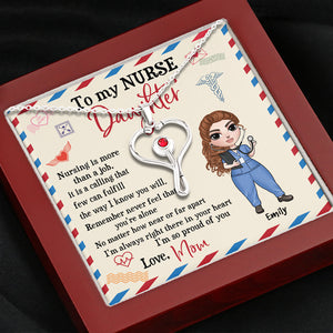 Nurse Daughter - So Proud of You - Personalized Stethoscope Necklace - Gift for Daughter - Nurse Doll - Jewelry - GoDuckee