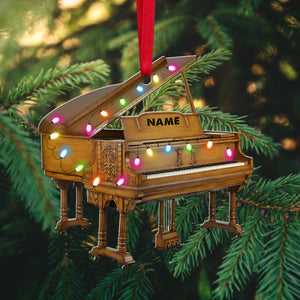 Piano with Christmas Light Personalized Christmas Ornament - Ornament - GoDuckee