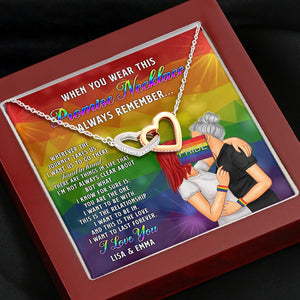LGBT Couple The Love I Want To Last Forever - Personalized Interlocking Hearts Necklace - Gift for Loved One - Kissing Couple - Jewelry - GoDuckee