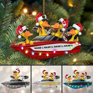 Water Skiing Wakeboarding Ducks - Personalized Christmas Ornament - Ornament - GoDuckee
