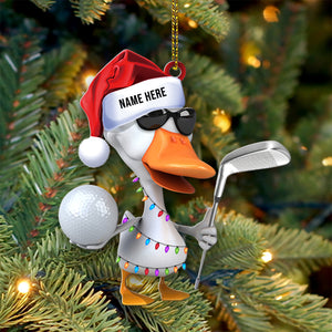Golfing Duck - Personalized Christmas Ornament- Christmas Gift For Golfer - Ornament - GoDuckee