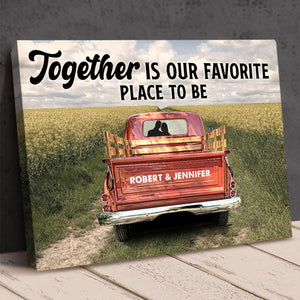Custom Couple's Name Poster - Red Truck - Together Is Our Favorite Place To Be - Poster & Canvas - GoDuckee