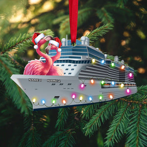 Cruising Flamingo Couple - Personalized Christmas Ornament, Christmas Gift For Cruise Lover - Ornament - GoDuckee