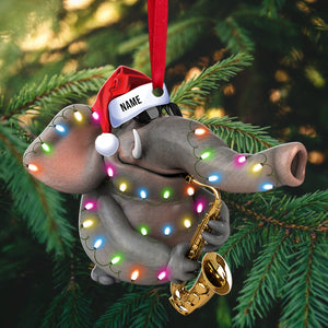 Saxophone Elephant Personalized Christmas Ornament - Ornament - GoDuckee