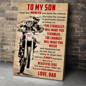 Personalized Motocross Father & Son Poster - Struggles Will Make You Stronger - Vintage - Poster & Canvas - GoDuckee