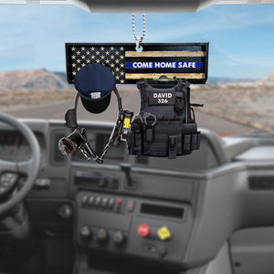 Police Come Home Safe - Personalized Flat Car Ornament - Ornament - GoDuckee