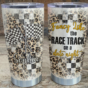 Personalized Checkered Racing Tumbler - For Racing Girl Fancy like the race track on a date night - Tumbler Cup - GoDuckee
