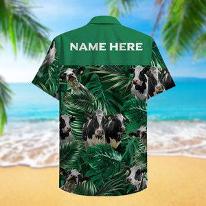 Custom Farmer's Name Hawaiian Shirt - Cow Pattern - Hawaiian Shirts - GoDuckee