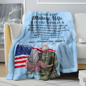 Personalized Military Couple Blanket - To The Best Military Wife Home Will Always Be Where You Are - Blanket - GoDuckee