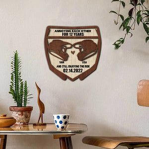 Motocross Helmet Couple Wood Art - Annoying Each Other For 12 Years And Still Enjoying The Ride - Wood Sign - GoDuckee