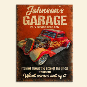 Custom Hot Rod Garage Metal Sign - It's Not About The Size Of The Shop Racing Car - Metal Wall Art - GoDuckee