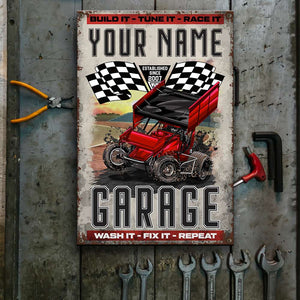 Dirt Track Racing Metal Sign - Custom Dirt Track Car - Build It Tune It Race It - Metal Wall Art - GoDuckee