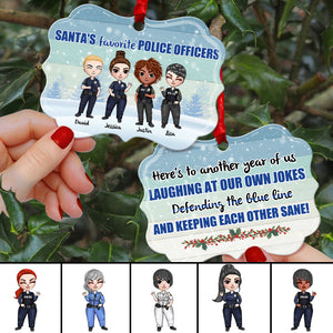 Cute Santa's Favorite Police Officers - Personalized Colleagues Benelux Ornament - Ornament - GoDuckee