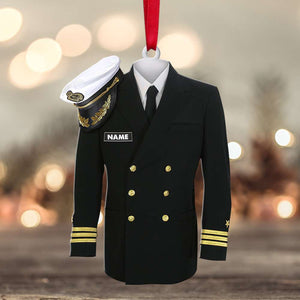 Navy Military Uniform On A Clothes Hanger - Personalized Christmas Ornament - Ornament - GoDuckee