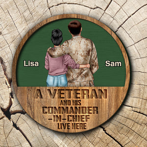 Veteran A Veteran And His Commander In Chief Live Here Personalized 3D 2-Layered Wood Art - Wood Sign - GoDuckee