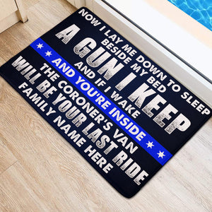 Police Beware Doormat - The Coroner's Van Will Be Your Last Ride - Thin Blue Line Theme - Doormat - GoDuckee
