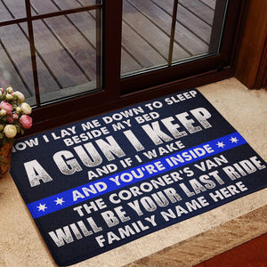 Police Beware Doormat - The Coroner's Van Will Be Your Last Ride - Thin Blue Line Theme - Doormat - GoDuckee