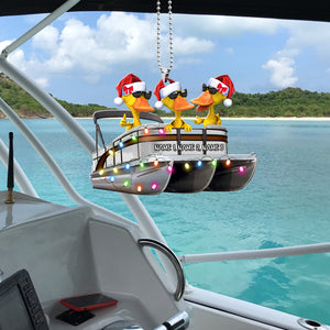 Pontoon Yellow Duck Duck Personalized Christmas Car Ornament - Ornament - GoDuckee