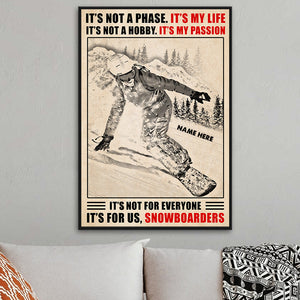 Snowboarding Girl Poster - It's Not A Phase It's My Life - Custom Name - Poster & Canvas - GoDuckee