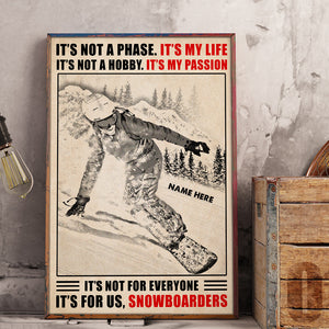 Snowboarding Girl Poster - It's Not A Phase It's My Life - Custom Name - Poster & Canvas - GoDuckee