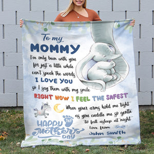 Happy Mother's Day - Elephant New Mom Personalized Blue Blanket - Mother's Day Gift - Mother's Day Blanket - Gift For Mom - Blanket - GoDuckee